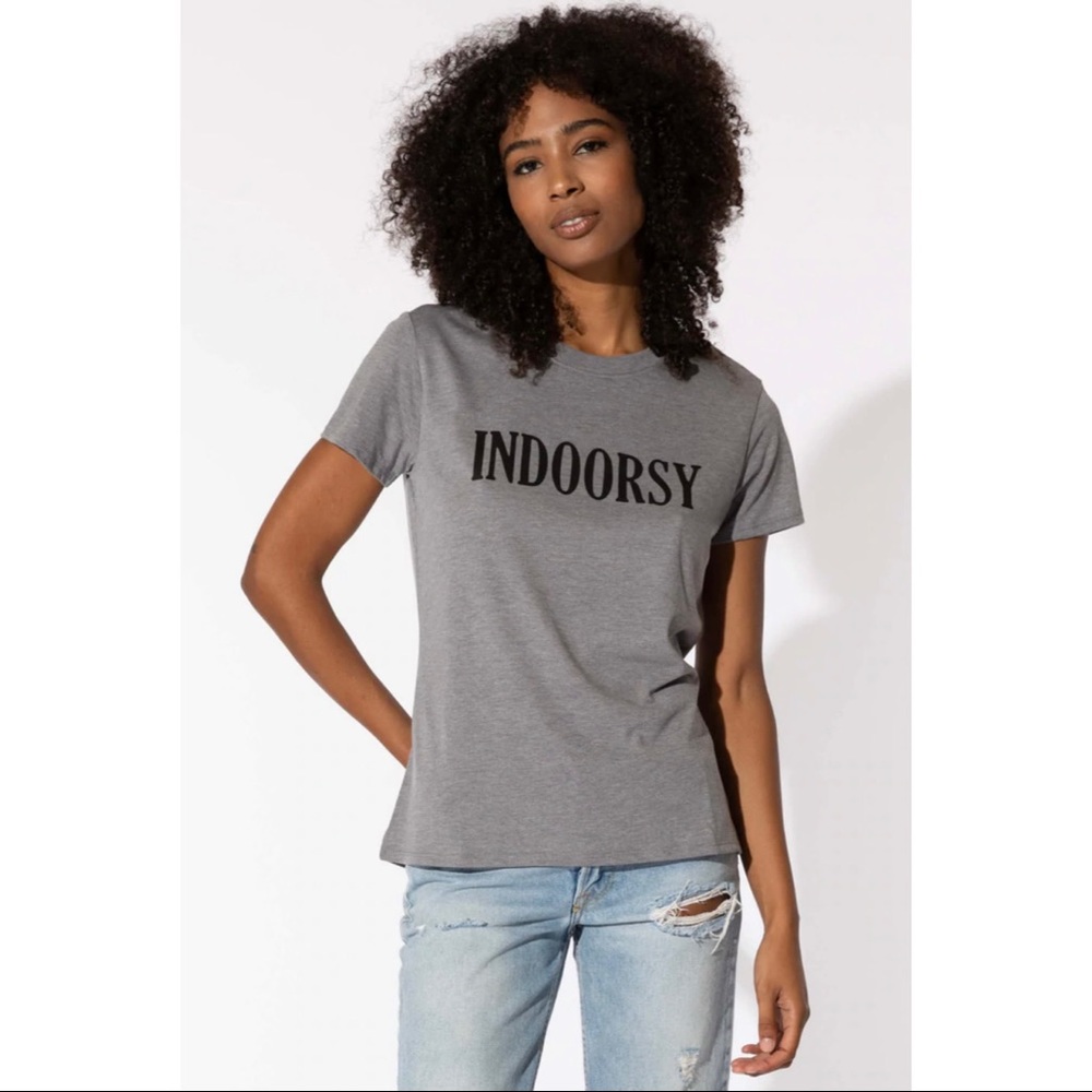 Indoorsy Classic Boyfriend Fit Crewneck Tee - Heather Grey - Medium